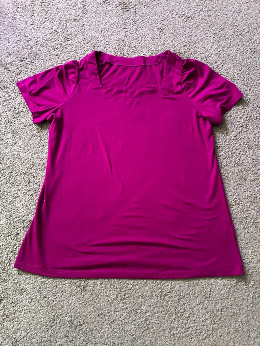 Women's Fuchsia Square-Neck Short Sleeve Top